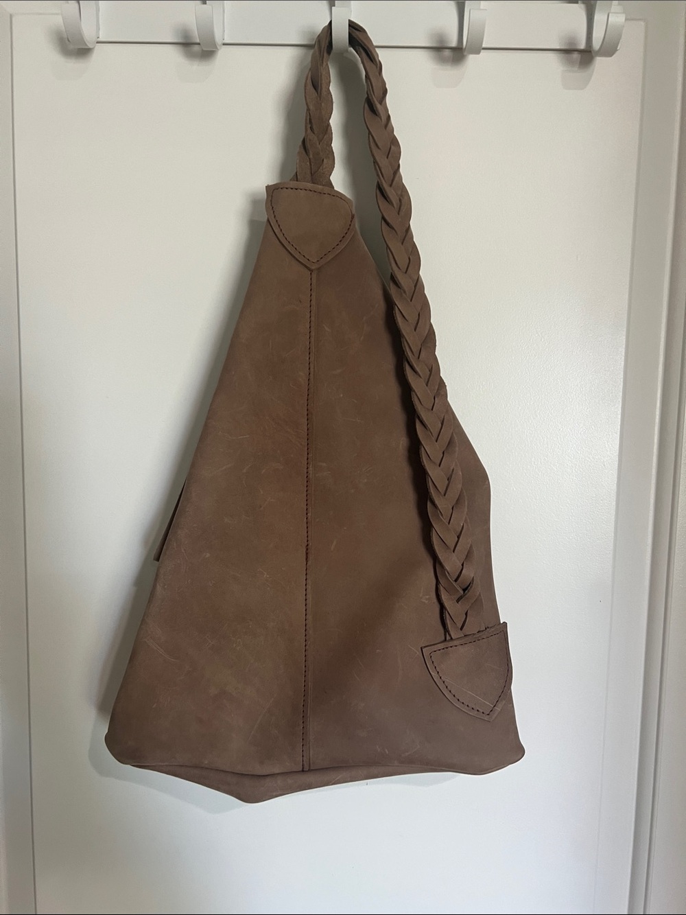 Unique Artisan made Leather Sling Bag with Braided Strap - Picture 2 of 5